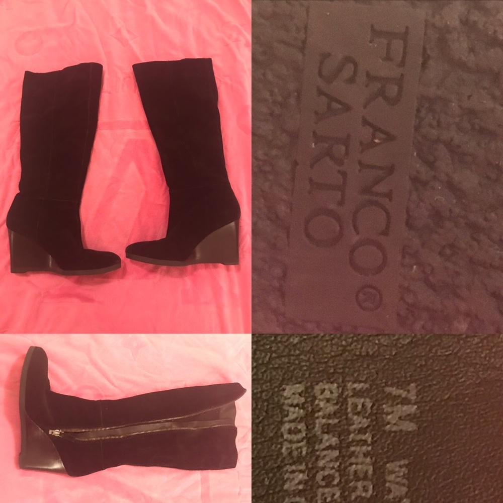Franco Sarto USED Size 7 Black Wedged Boots